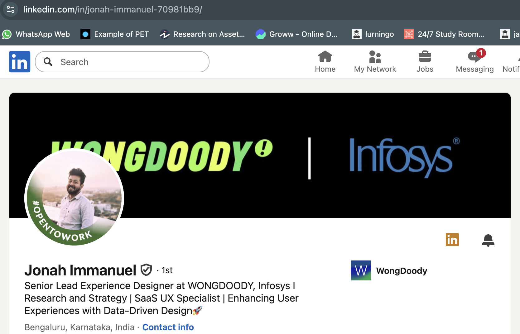 Jonah Immanuel LinkedIn profile