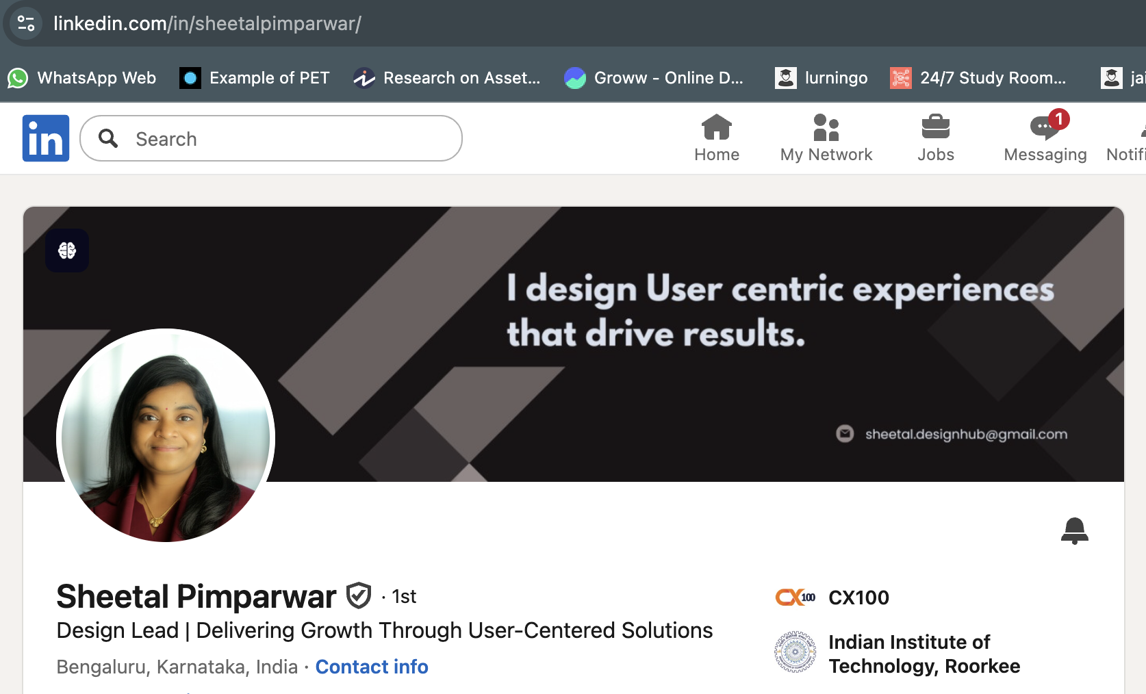 Sheetal Pimparwar LinkedIn profile